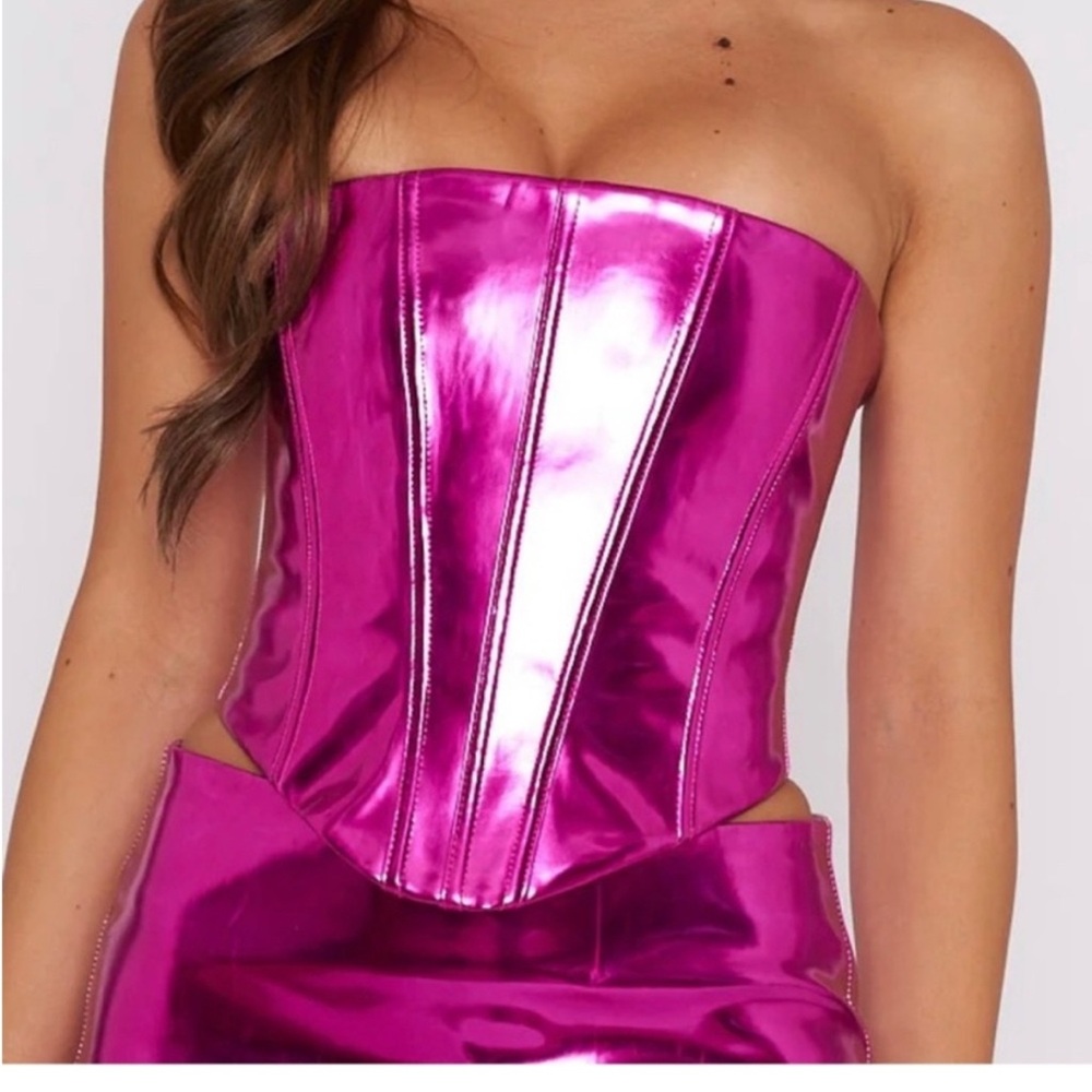White Fox Pink Strapless Corset Top